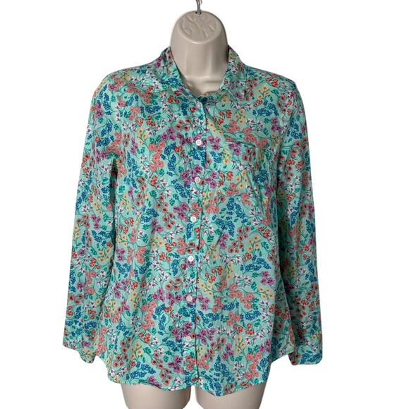 J. Crew Factory Lightweight Cotton Shirt Signature Fit Spearmint Floral Print S - Picture 4 of 11